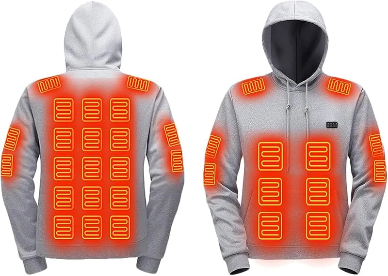 Beheizbare Hoodie für Herren Damen Elektrische Beheizte Heizweste Kapuzenpullover Sweatshirt 29 Heizzonen Kapuzenpullover mit Kapuze, Outoor Beheizte Jacke Kapuzenjacke mit 3 Heizstufen Sweatshirt — Heizkleidung