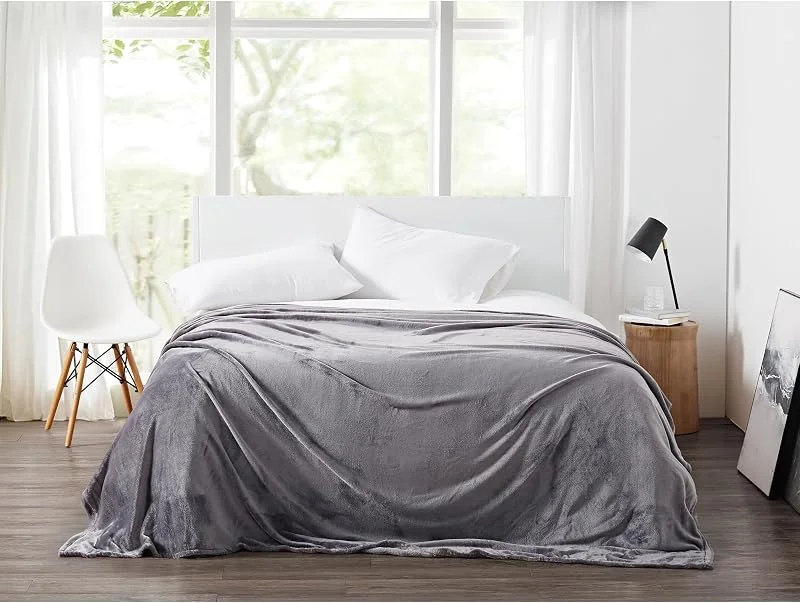 CANNON Decke aus solidem Plüsch, grau, Polyester, King, California King Decke, solides Thema, für Damen und Herren, Oeko-Tex-zertifiziertes Vertrauen — Heizung Warmepumpe